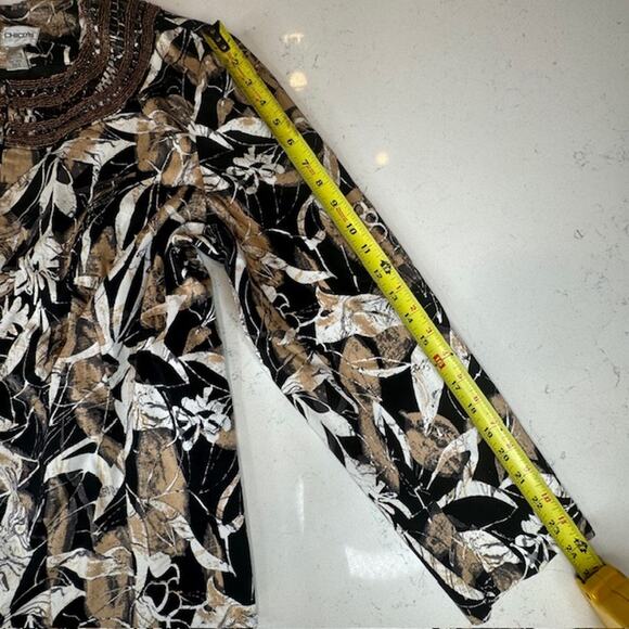 Chicos Womens Blazer Jacket Beading Embellished Collar Sz 3 Coat - Picture 3 of 5